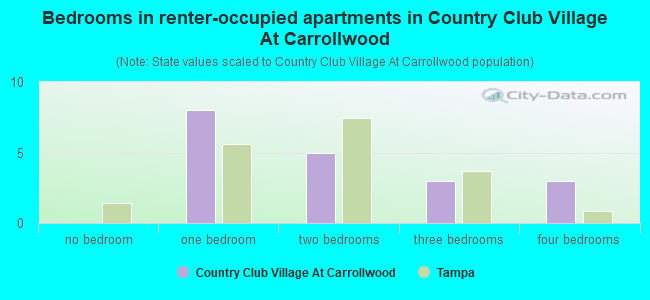 Bedrooms in renter-occupied apartments in Country Club Village At Carrollwood