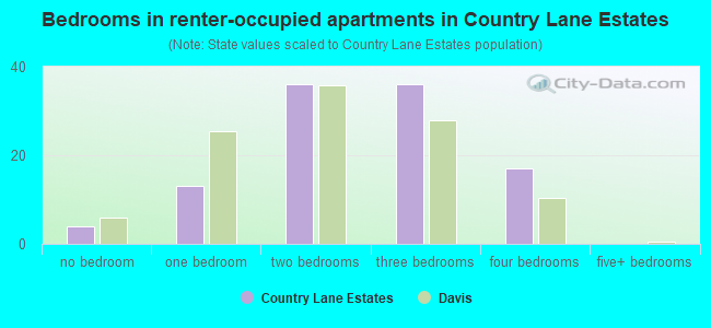 Bedrooms in renter-occupied apartments in Country Lane Estates