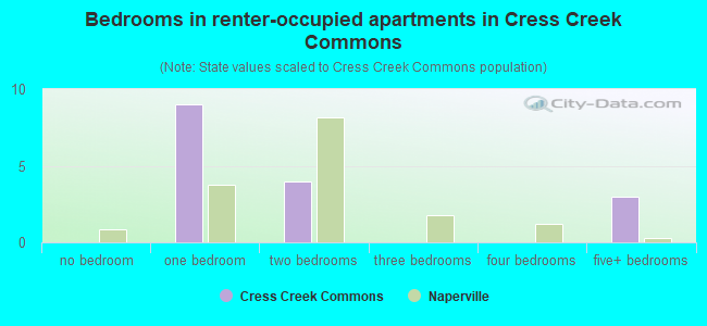 Bedrooms in renter-occupied apartments in Cress Creek Commons