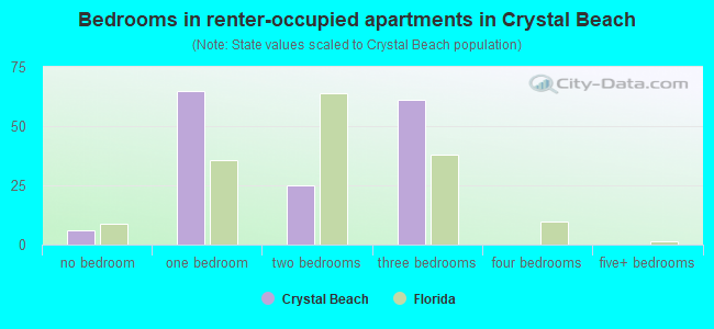 Bedrooms in renter-occupied apartments in Crystal Beach