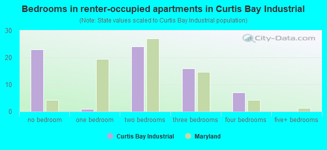 Bedrooms in renter-occupied apartments in Curtis Bay Industrial