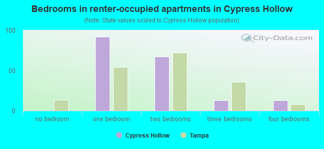 Bedrooms in renter-occupied apartments in Cypress Hollow