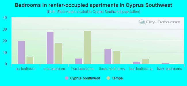 Bedrooms in renter-occupied apartments in Cyprus Southwest