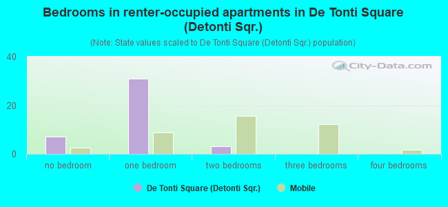 Bedrooms in renter-occupied apartments in De Tonti Square (Detonti Sqr.)