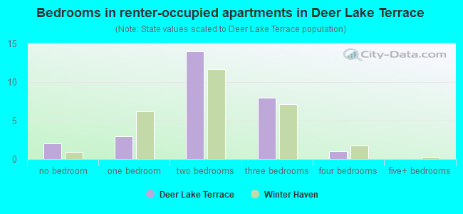 Bedrooms in renter-occupied apartments in Deer Lake Terrace