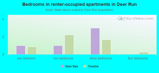 Bedrooms in renter-occupied apartments in Deer Run