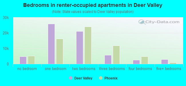 Bedrooms in renter-occupied apartments in Deer Valley