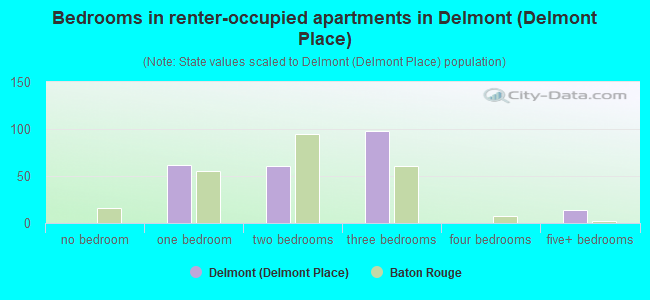 Bedrooms in renter-occupied apartments in Delmont (Delmont Place)
