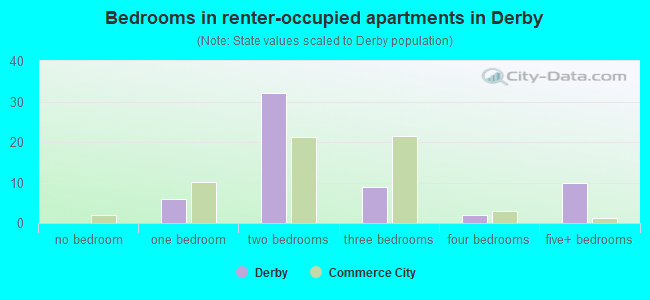 Bedrooms in renter-occupied apartments in Derby
