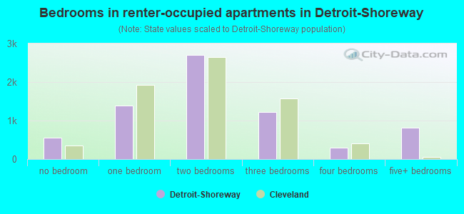 Bedrooms in renter-occupied apartments in Detroit-Shoreway