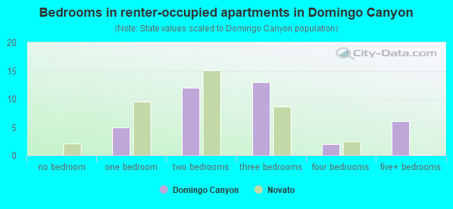 Bedrooms in renter-occupied apartments in Domingo Canyon