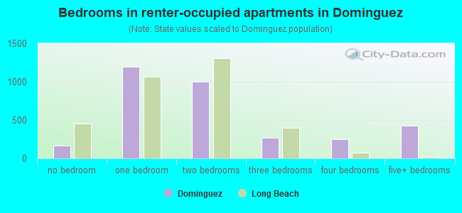 Bedrooms in renter-occupied apartments in Dominguez