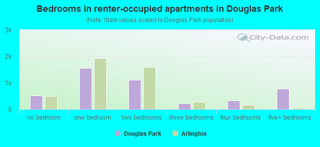 Bedrooms in renter-occupied apartments in Douglas Park