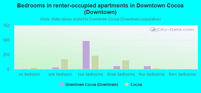 Bedrooms in renter-occupied apartments in Downtown Cocoa (Downtown)