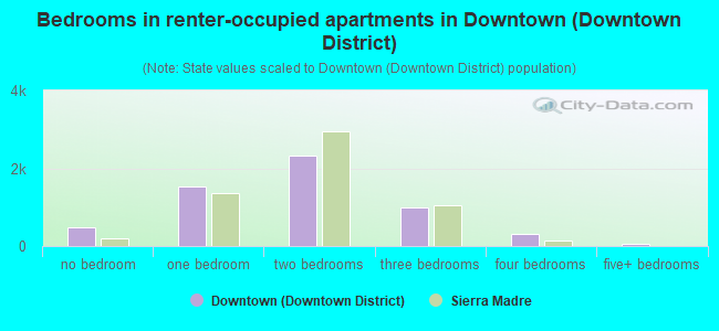 Bedrooms in renter-occupied apartments in Downtown (Downtown District)