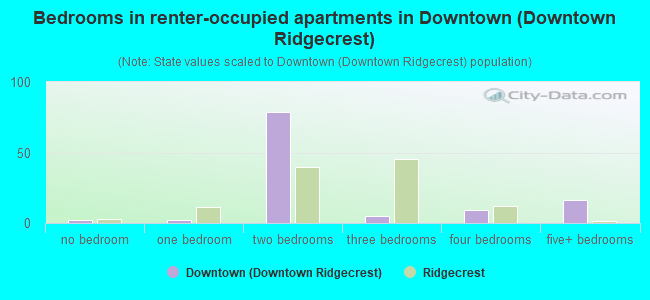Bedrooms in renter-occupied apartments in Downtown (Downtown Ridgecrest)