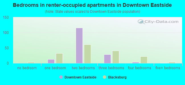Bedrooms in renter-occupied apartments in Downtown Eastside