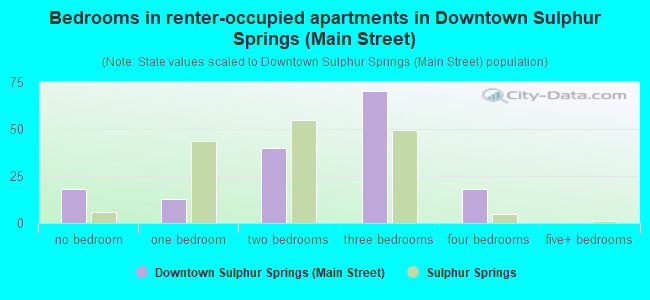 Bedrooms in renter-occupied apartments in Downtown Sulphur Springs (Main Street)