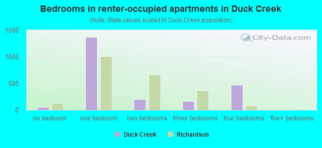 Bedrooms in renter-occupied apartments in Duck Creek