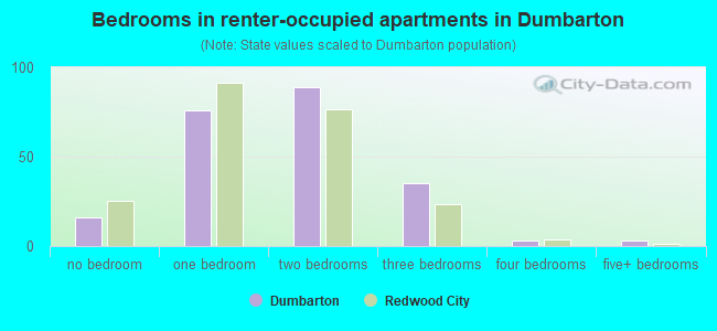 Bedrooms in renter-occupied apartments in Dumbarton