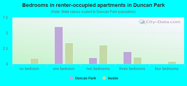 Bedrooms in renter-occupied apartments in Duncan Park