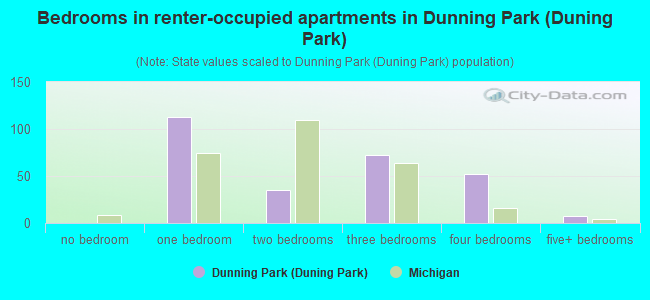 Bedrooms in renter-occupied apartments in Dunning Park (Duning Park)
