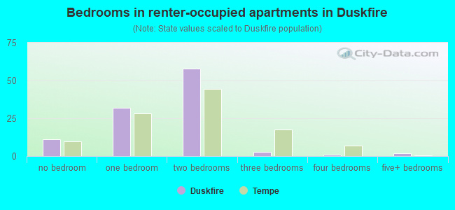 Bedrooms in renter-occupied apartments in Duskfire