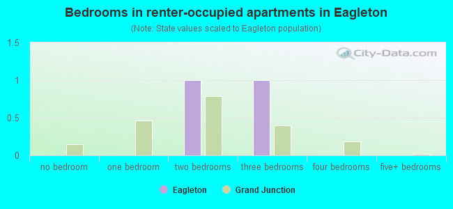 Bedrooms in renter-occupied apartments in Eagleton