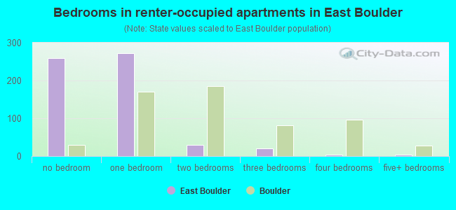 Bedrooms in renter-occupied apartments in East Boulder