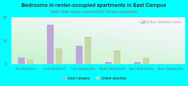 Bedrooms in renter-occupied apartments in East Campus