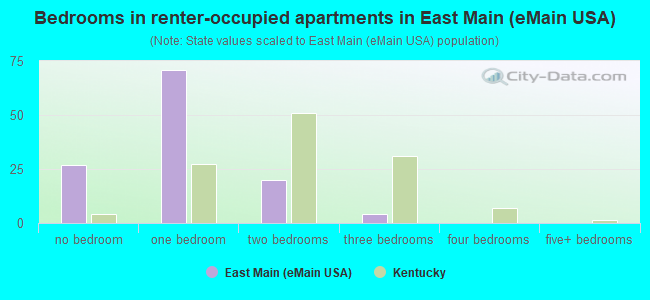 Bedrooms in renter-occupied apartments in East Main (eMain USA)