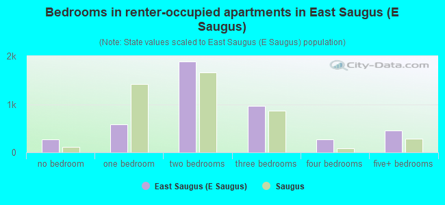 Bedrooms in renter-occupied apartments in East Saugus (E Saugus)