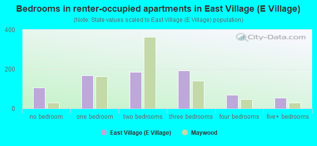 Bedrooms in renter-occupied apartments in East Village (E Village)