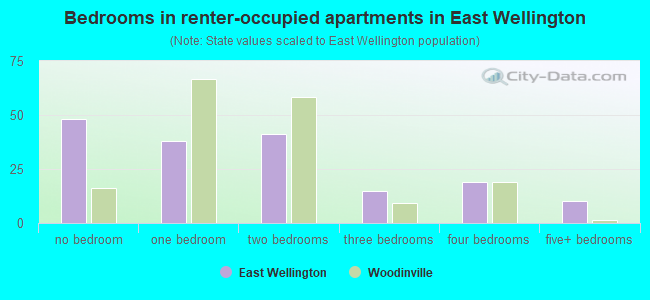Bedrooms in renter-occupied apartments in East Wellington