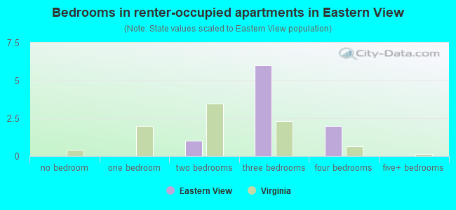 Bedrooms in renter-occupied apartments in Eastern View