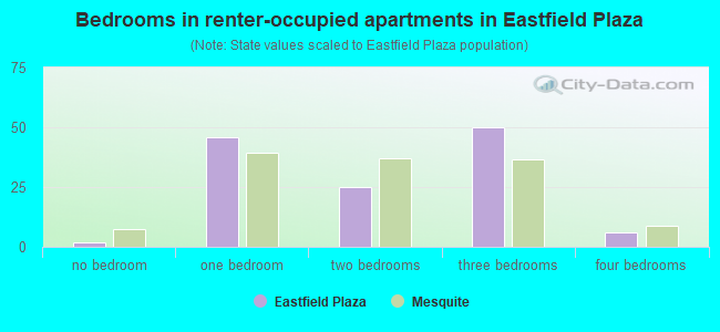 Bedrooms in renter-occupied apartments in Eastfield Plaza