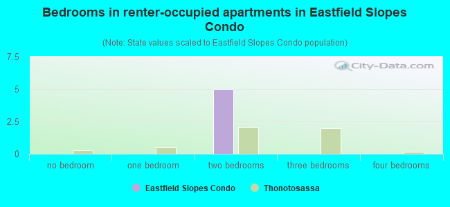 Bedrooms in renter-occupied apartments in Eastfield Slopes Condo