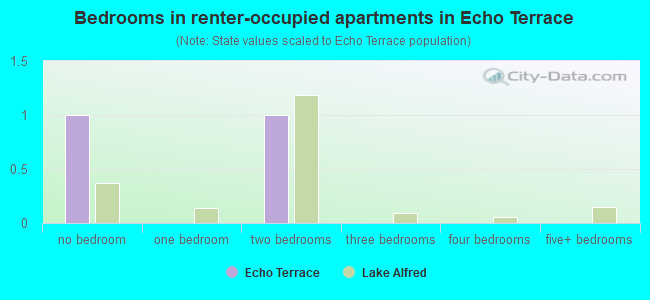 Bedrooms in renter-occupied apartments in Echo Terrace