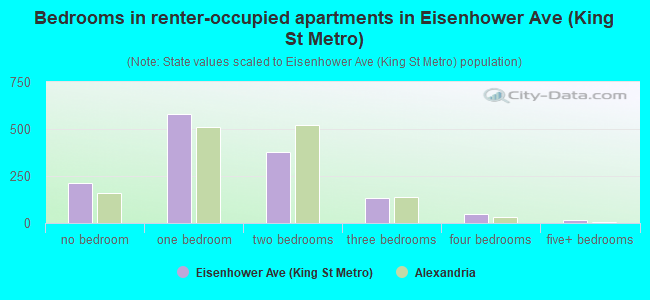 Bedrooms in renter-occupied apartments in Eisenhower Ave (King St Metro)