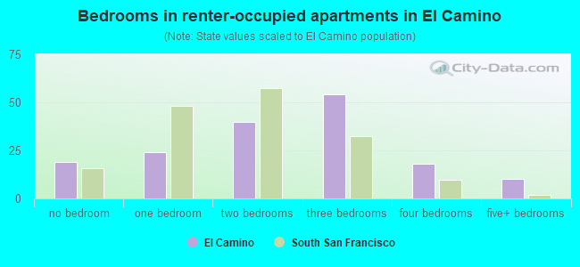 Bedrooms in renter-occupied apartments in El Camino