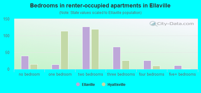 Bedrooms in renter-occupied apartments in Ellaville