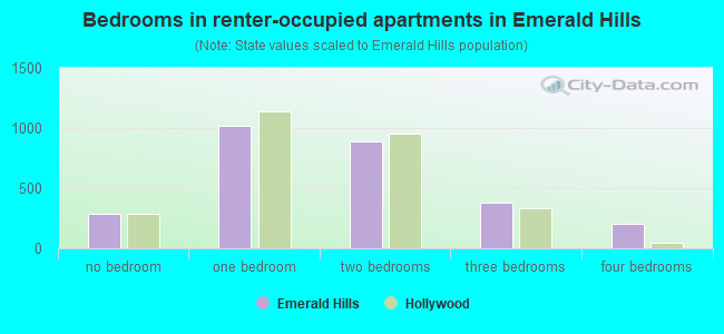 Bedrooms in renter-occupied apartments in Emerald Hills