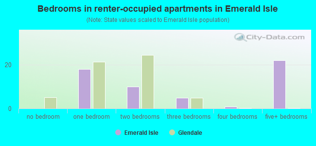 Bedrooms in renter-occupied apartments in Emerald Isle