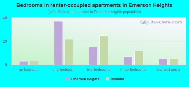 Bedrooms in renter-occupied apartments in Emerson Heights