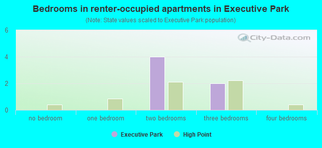Bedrooms in renter-occupied apartments in Executive Park