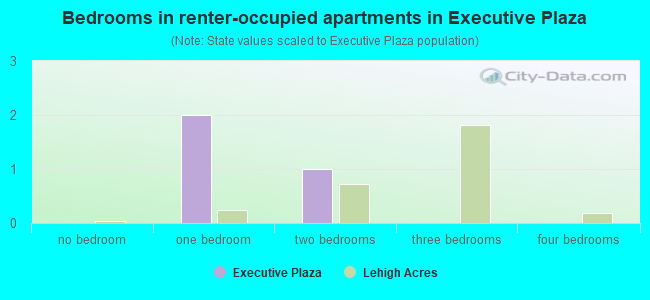 Bedrooms in renter-occupied apartments in Executive Plaza