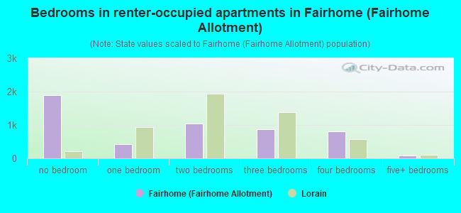 Bedrooms in renter-occupied apartments in Fairhome (Fairhome Allotment)