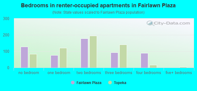 Bedrooms in renter-occupied apartments in Fairlawn Plaza