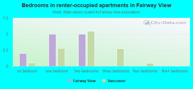 Bedrooms in renter-occupied apartments in Fairway View