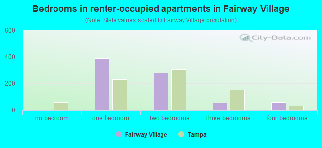 Bedrooms in renter-occupied apartments in Fairway Village